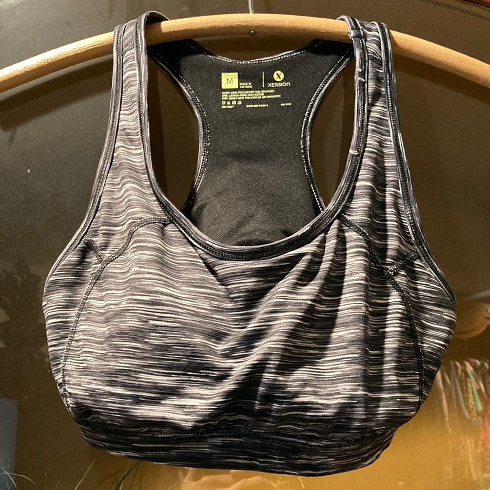 Xersion Black& White Striped Sports Bra Size Medium